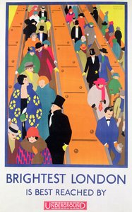 La Londra più luminosa è meglio raggiunta con la metropolitana, 1924, stampato dalla Dangerfield Co
